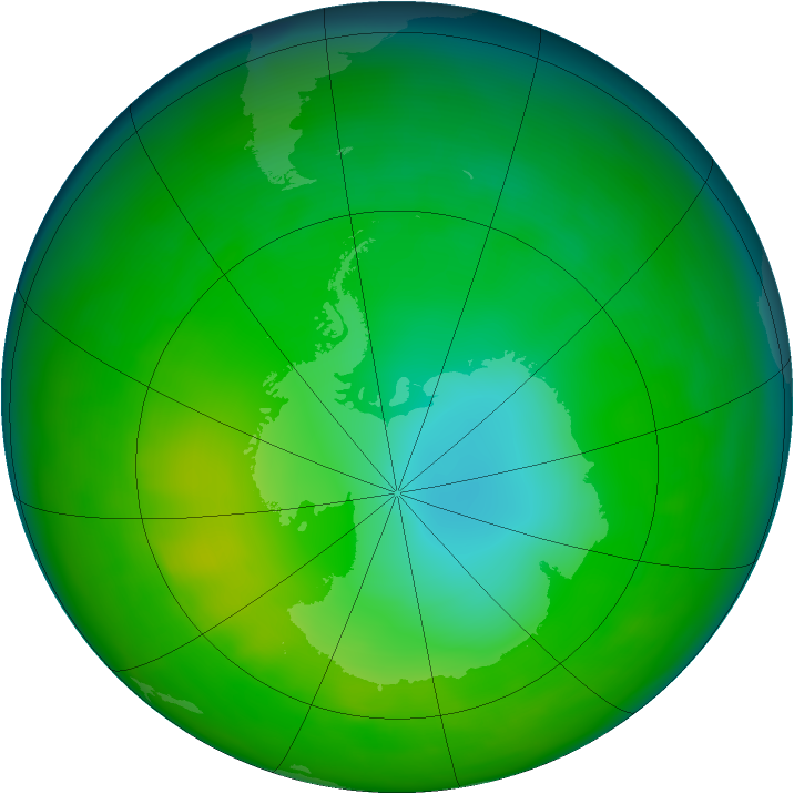 Antarctic ozone map for July 2010